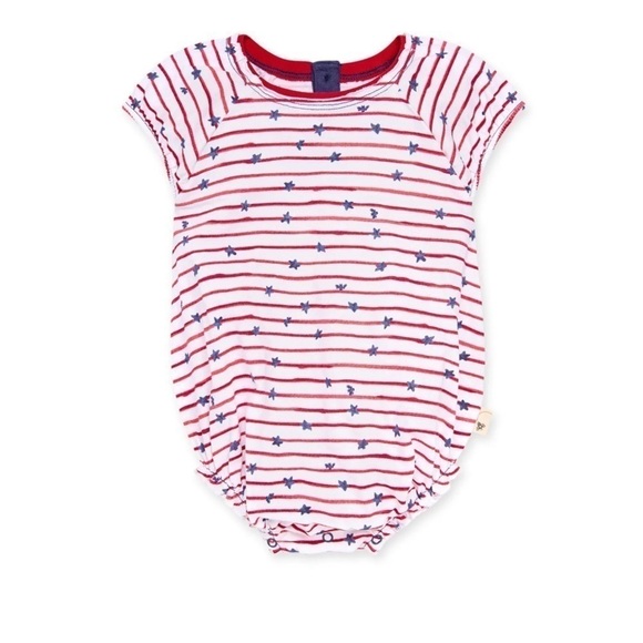 Burt’s Bees Baby Stars and Stripes Organic Bubble Romper - Picture 1 of 3